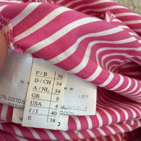 Weill Paris Pink & White Stripe Cotton Tie Front Top Size 4 Made in Poland - Picture 5 of 6